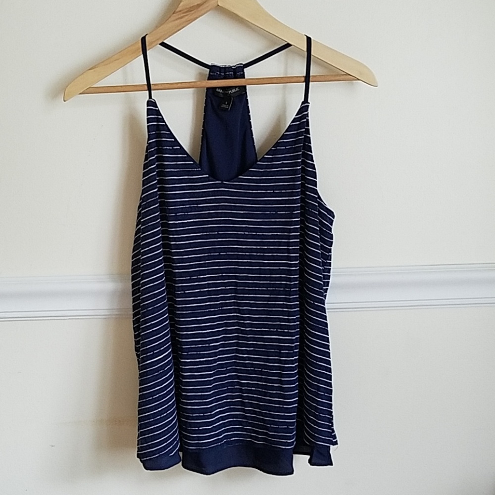 Striped Navy Blue Racerback Tank Top - Women